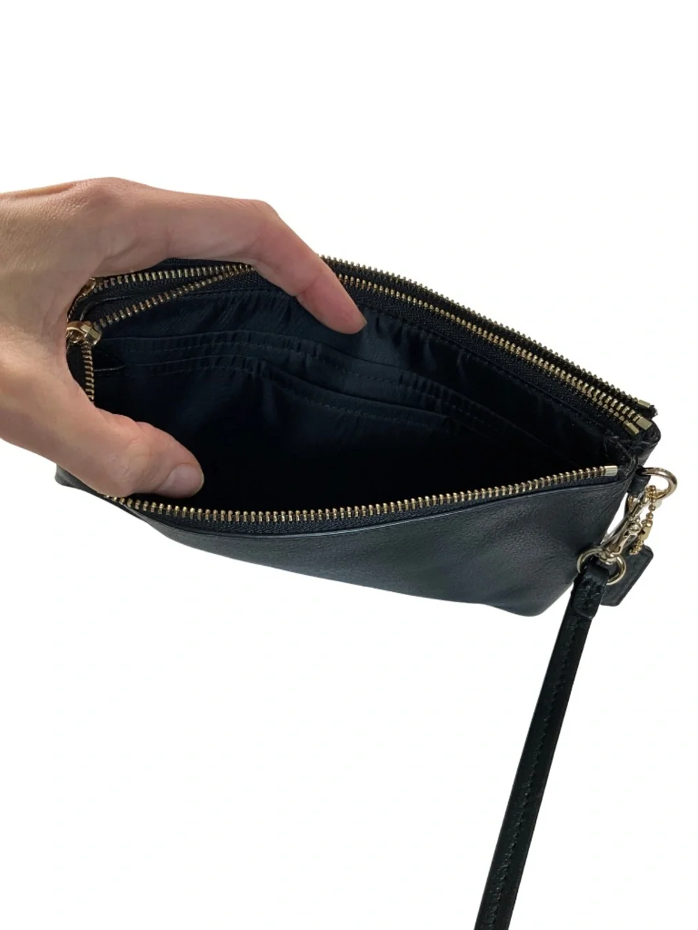 Coach Large Leather Corner Zip Wristlet Wallet